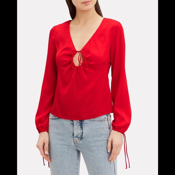 Red silk top - Picture 1 of 5